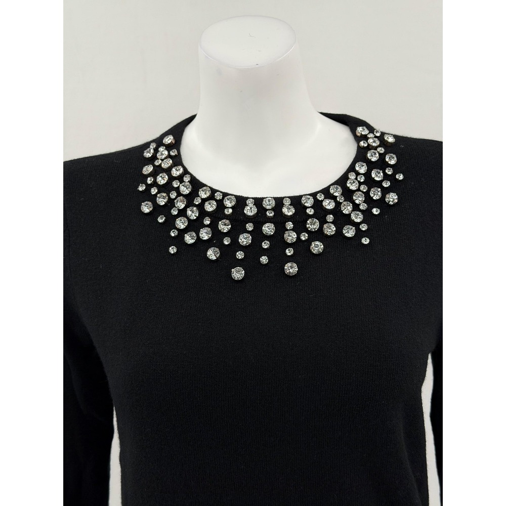 Kate Spade Sweater Womens Medium Black Embellished‎ Do Wonders Holiday Designer - Picture 2 of 9